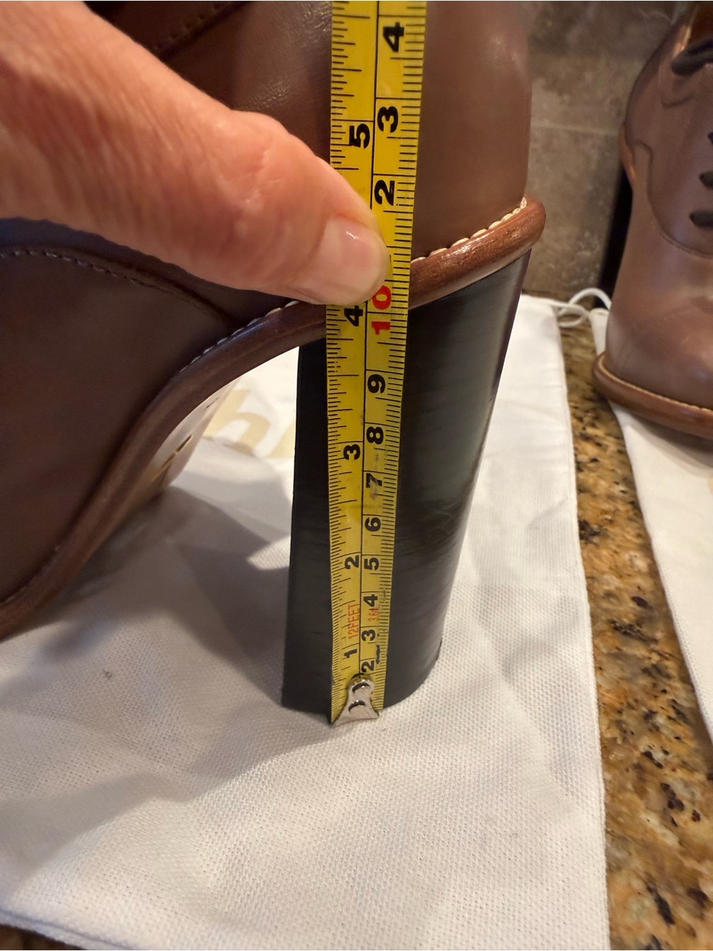 Chloe Brown Leather Lace-Up High Heel Oxfords - Picture 4 of 5